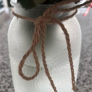 Rustic Frosted Glass Vase with Twine Accent